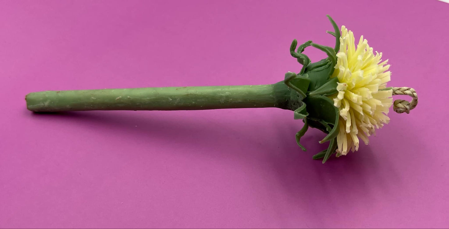 Pienės žiedo žvakė ant koto pagaminta iš balto bičių vaško